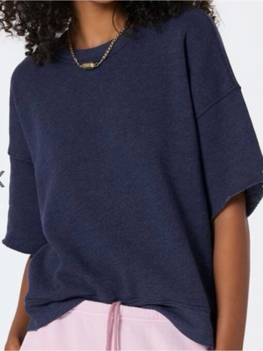 Xirena Navy Crewneck Short Sleeve Sweatshirt